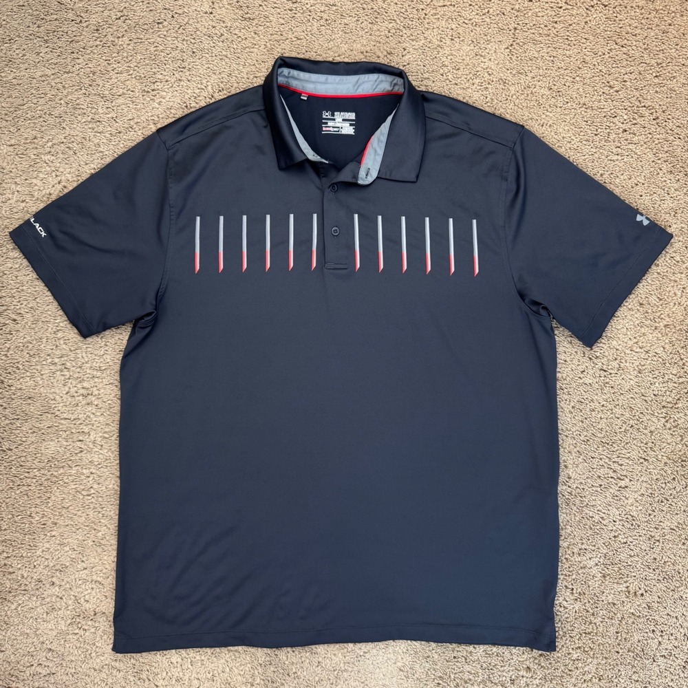 Under Armour Golf Polo Mens 2XL Loose Dark Gray HeatGear Coldblack Casual Shirt